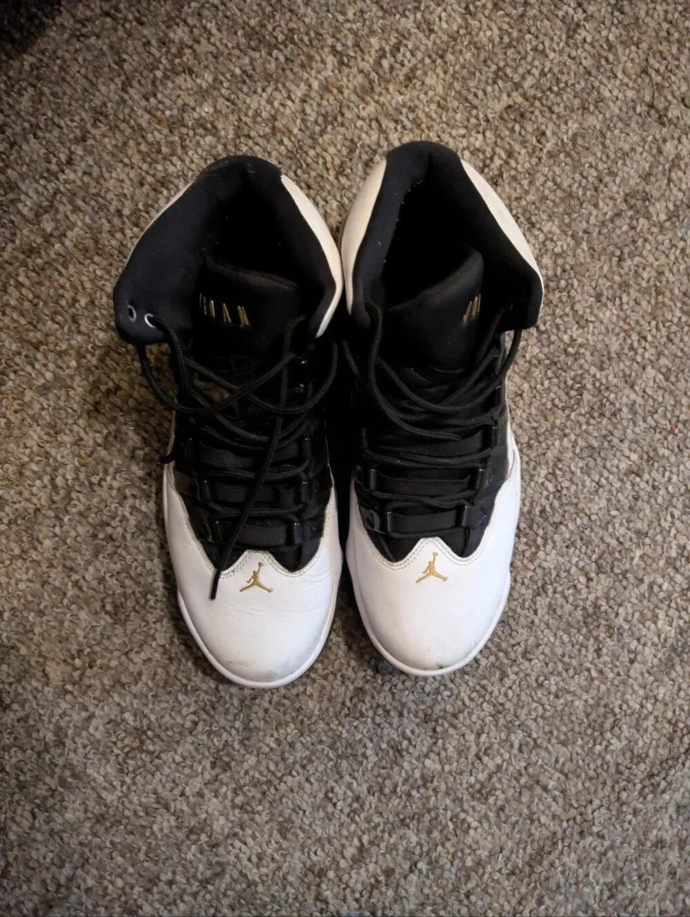 Jordan Men's Basketball Sneakers - Black, White & Gold Jumpman